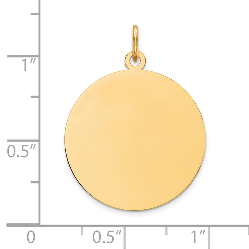14k Yellow Gold Plain Circular Engravable Disc Charm