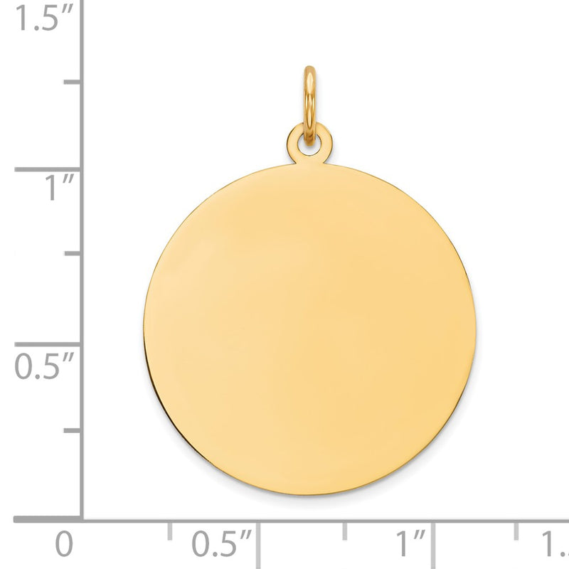 14k Yellow Gold Plain Circular Engravable Disc Charm