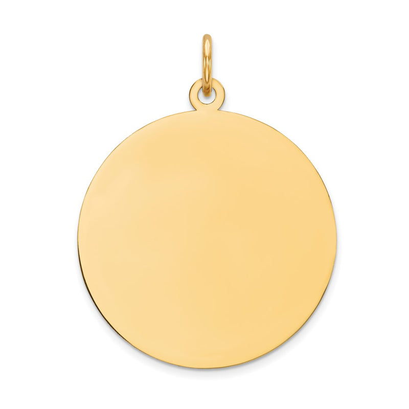 14k Yellow Gold Plain Circular Engravable Disc Charm