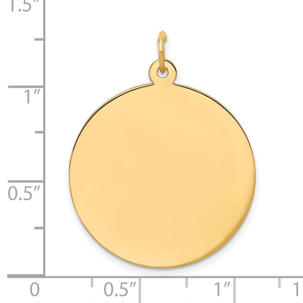 14k Yellow Gold Plain Circular Engravable Disc Charm