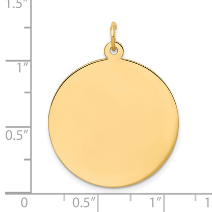 14k Yellow Gold Plain Circular Engravable Disc Charm