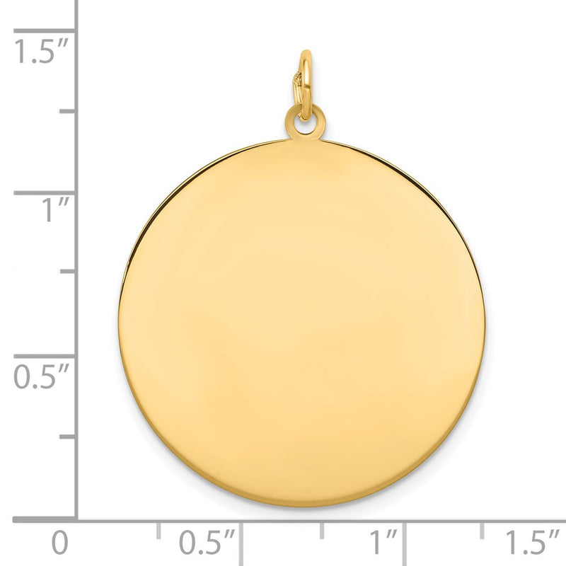 14k Yellow Gold Plain Circular Engravable Disc Charm