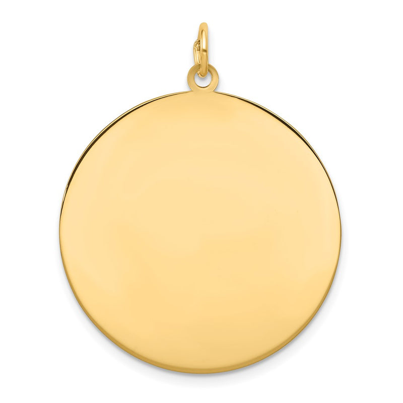14k Yellow Gold Plain Circular Engravable Disc Charm