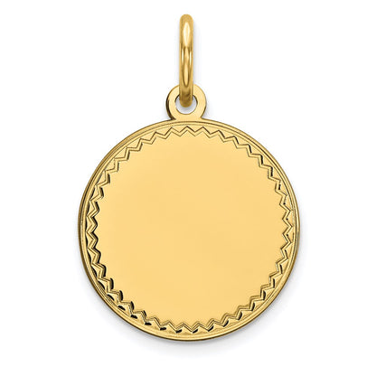 14k Yellow Gold Plain Engravable Round Disc Charm