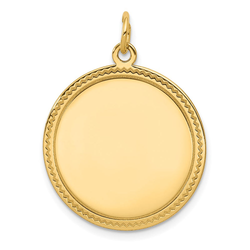 14k Yellow Gold Plain Engravable Round Disc Charm