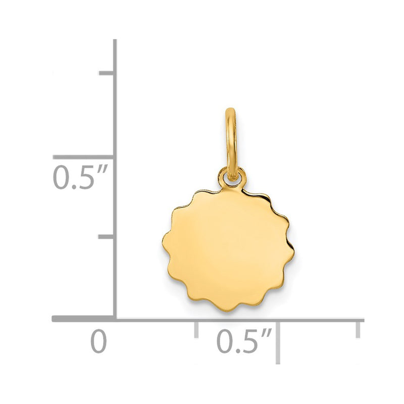 14k Yellow Gold 14k .009 Gauge Engravable Scalloped Disc Charm