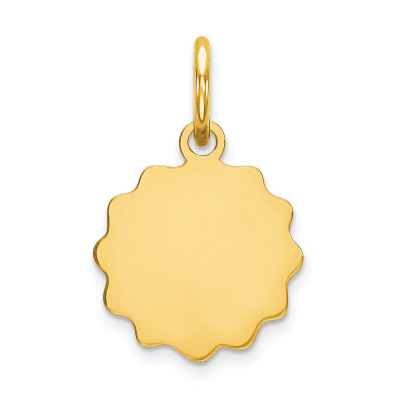14k Yellow Gold 14k .009 Gauge Engravable Scalloped Disc Charm