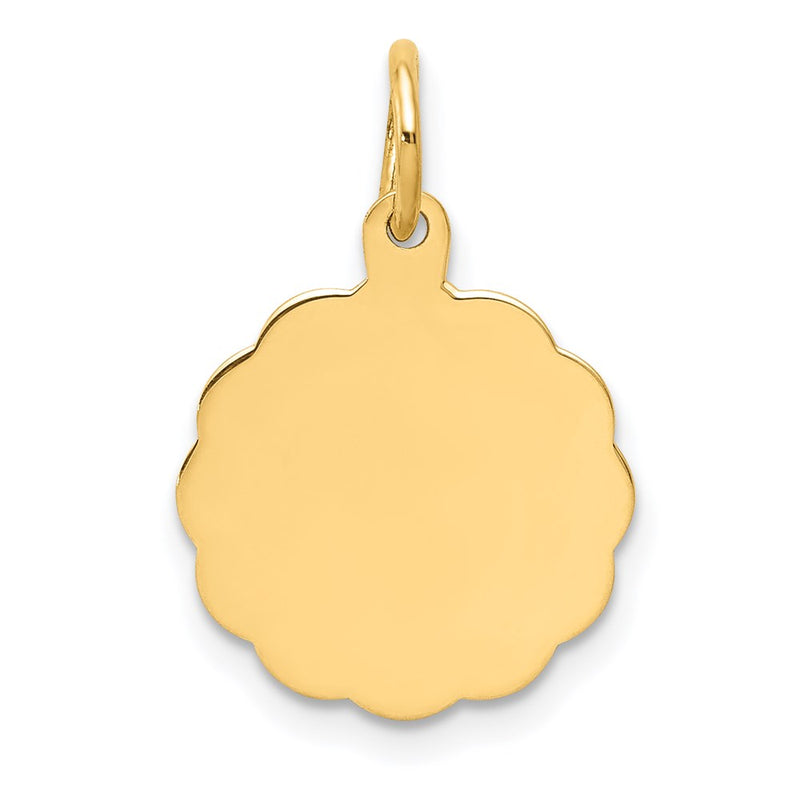 14k Yellow Gold Engravable Scalloped Disc Charm