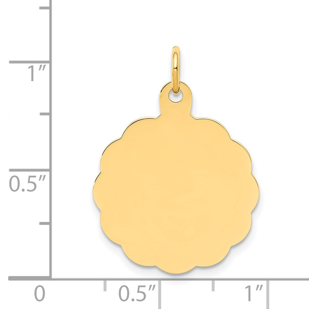 14k Yellow Gold Engravable Scalloped Disc Charm