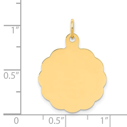 14k Yellow Gold Engravable Scalloped Disc Charm