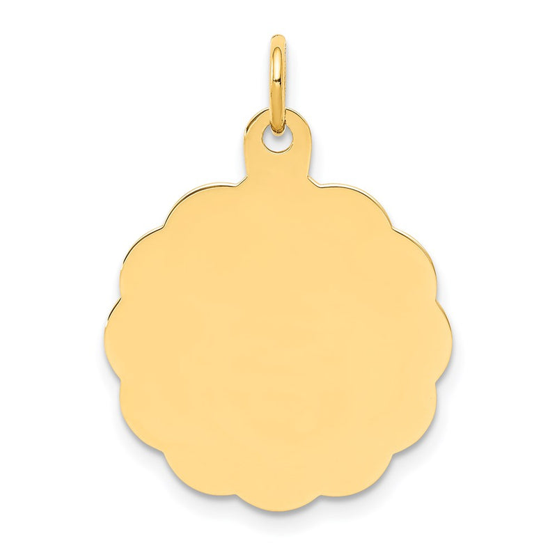 14k Yellow Gold Engravable Scalloped Disc Charm