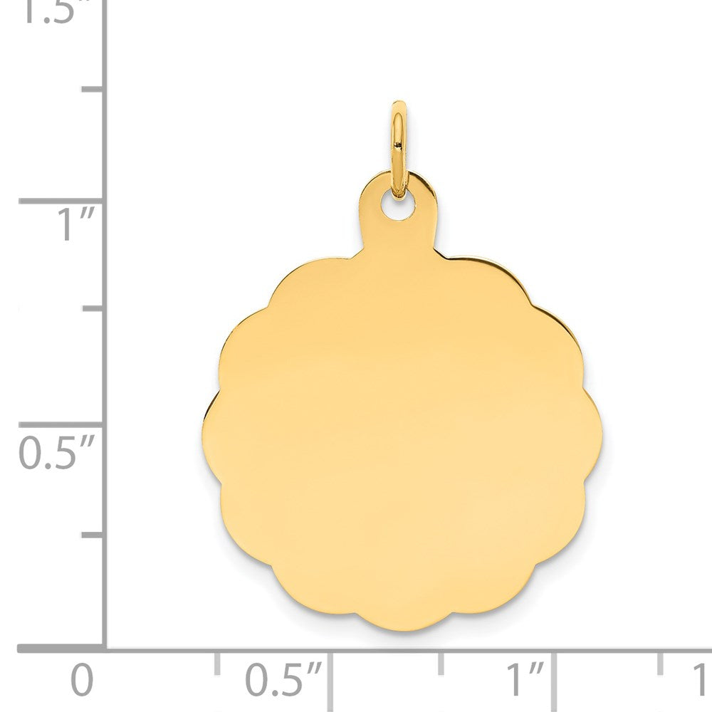 14k Yellow Gold Engravable Scalloped Disc Charm
