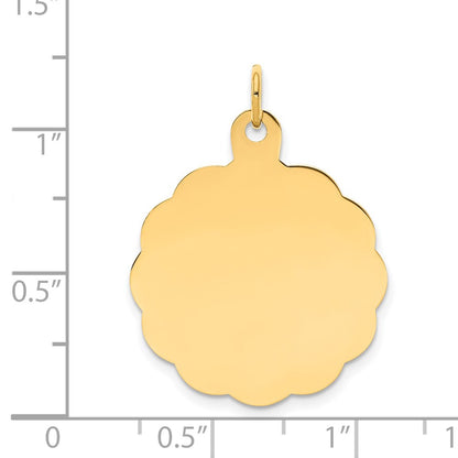 14k Yellow Gold Engravable Scalloped Disc Charm