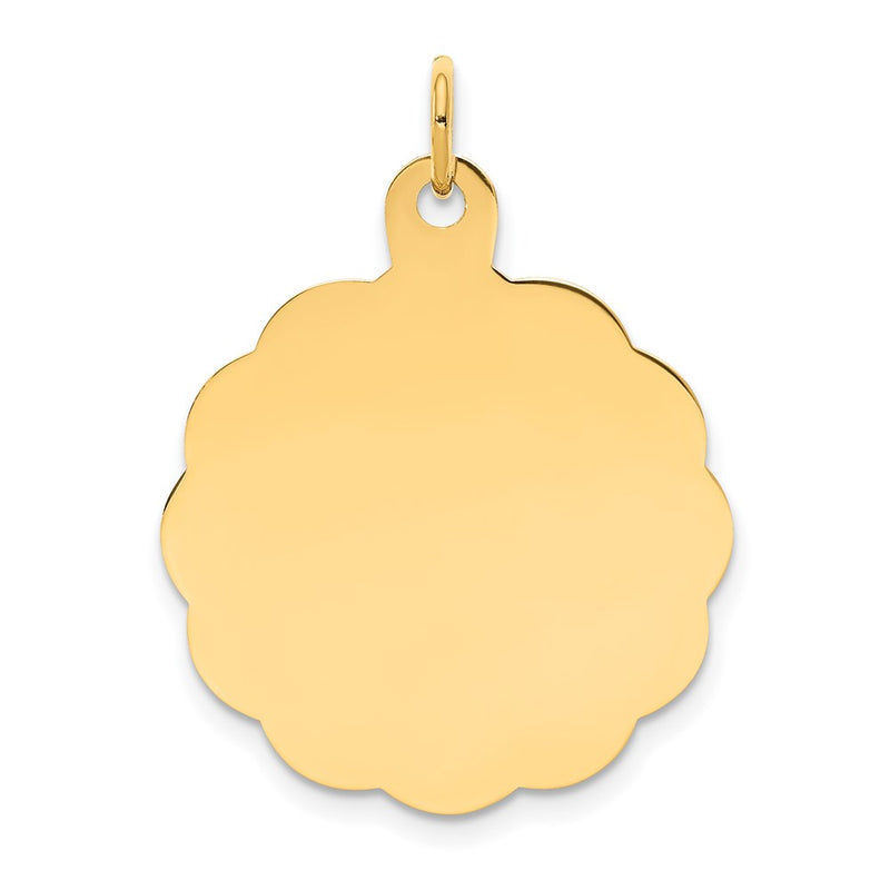 14k Yellow Gold Engravable Scalloped Disc Charm