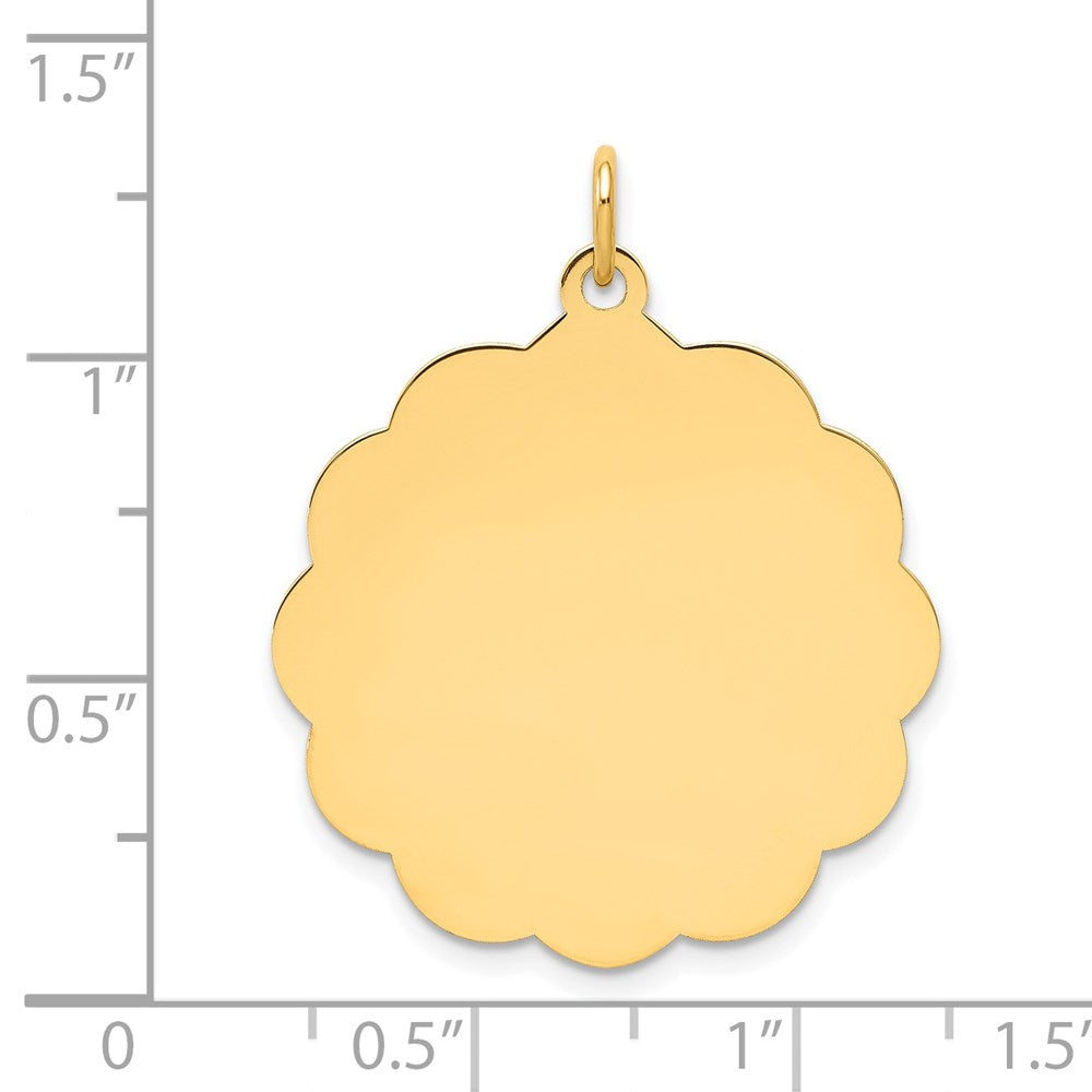 14k Yellow Gold Engravable Scalloped Disc Charm