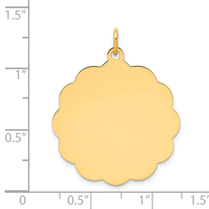 14k Yellow Gold Engravable Scalloped Disc Charm