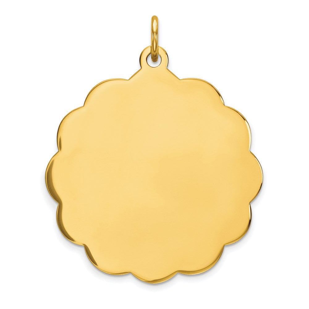 14k Yellow Gold Engravable Scalloped Disc Charm