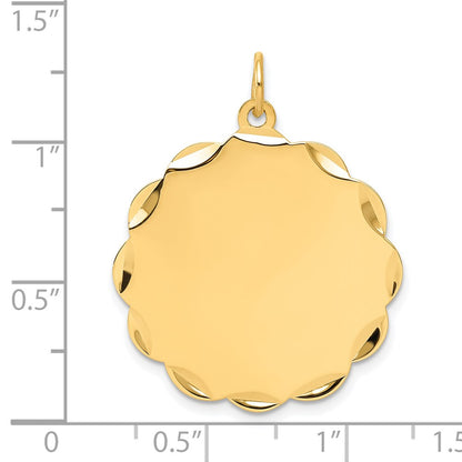 14k Yellow Gold Engravable Scalloped Disc Charm