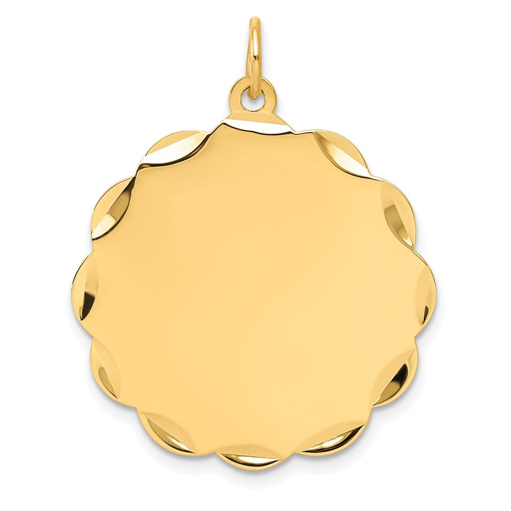 14k Yellow Gold Engravable Scalloped Disc Charm