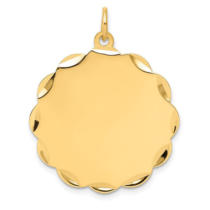 14k Yellow Gold Engravable Scalloped Disc Charm