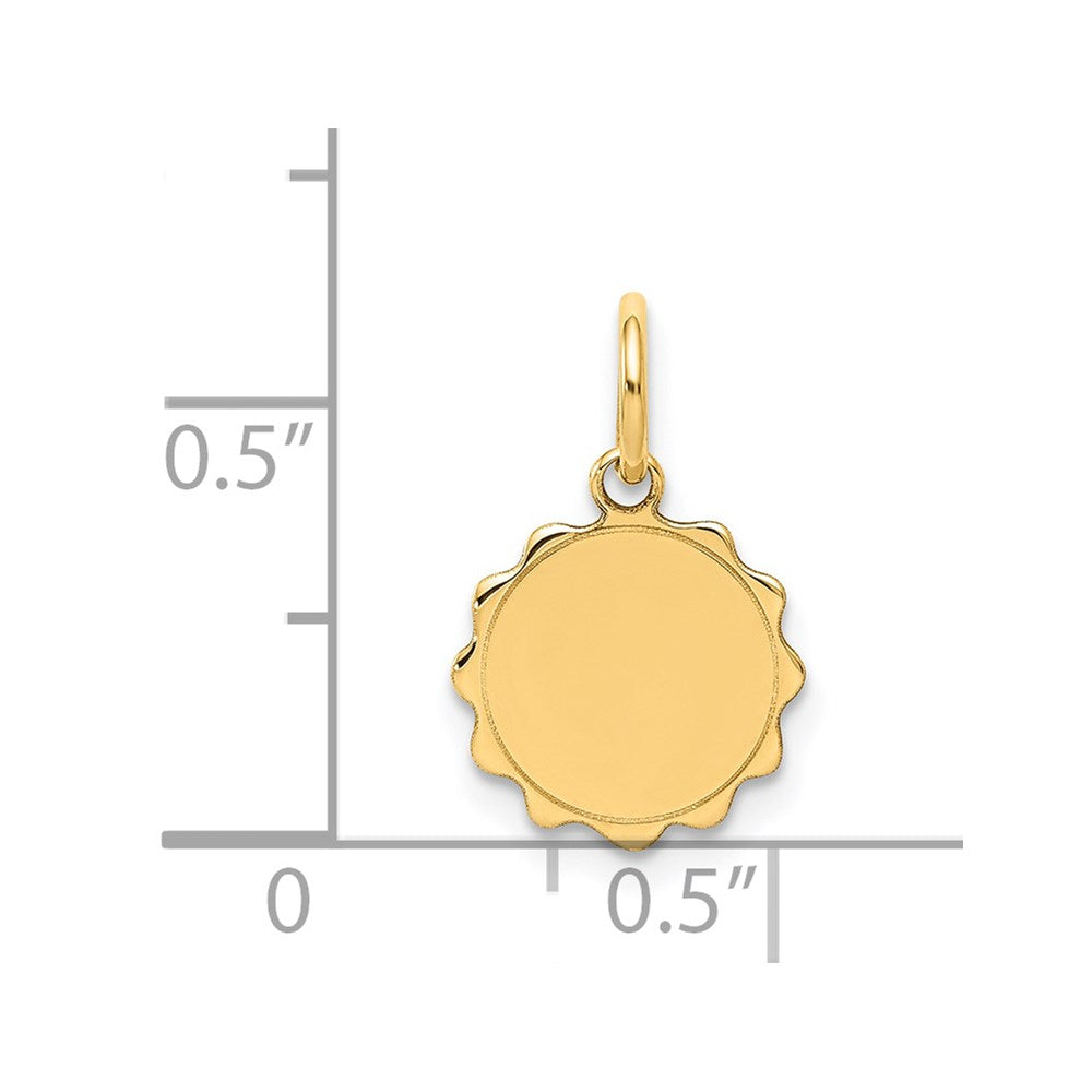 14k Yellow Gold Engravable Scalloped Disc Charm