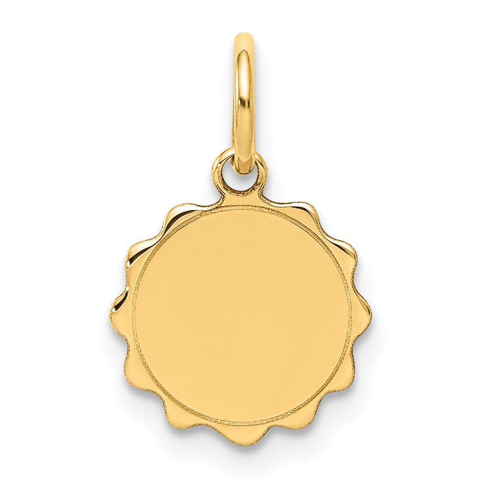 14k Yellow Gold Engravable Scalloped Disc Charm