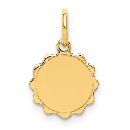 14k Yellow Gold Engravable Scalloped Disc Charm