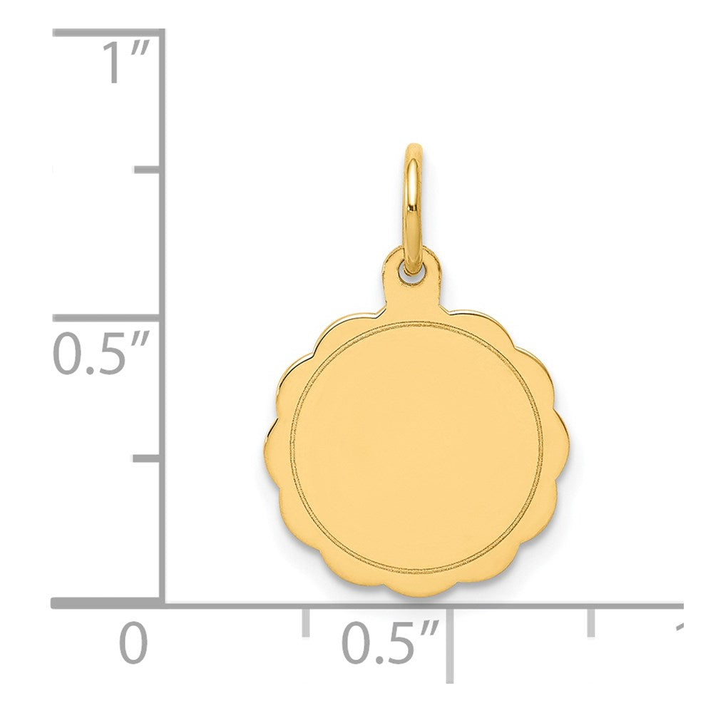 14k Yellow Gold Engravable Scalloped Disc Charm