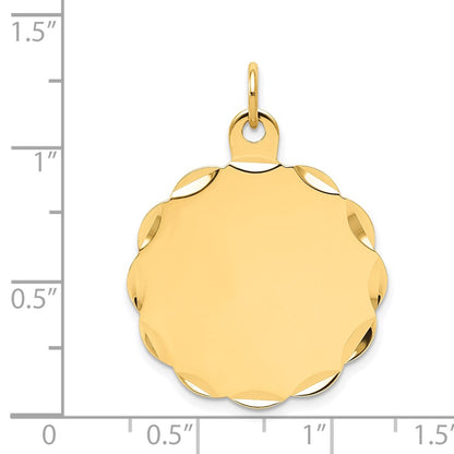 14k Yellow Gold Engravable Scalloped Disc Charm