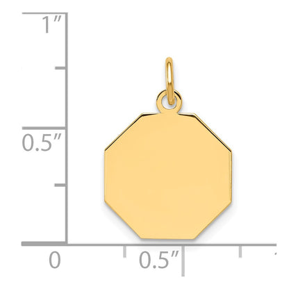 14k Yellow Gold Plain Engravable Octagonal Disc Charm