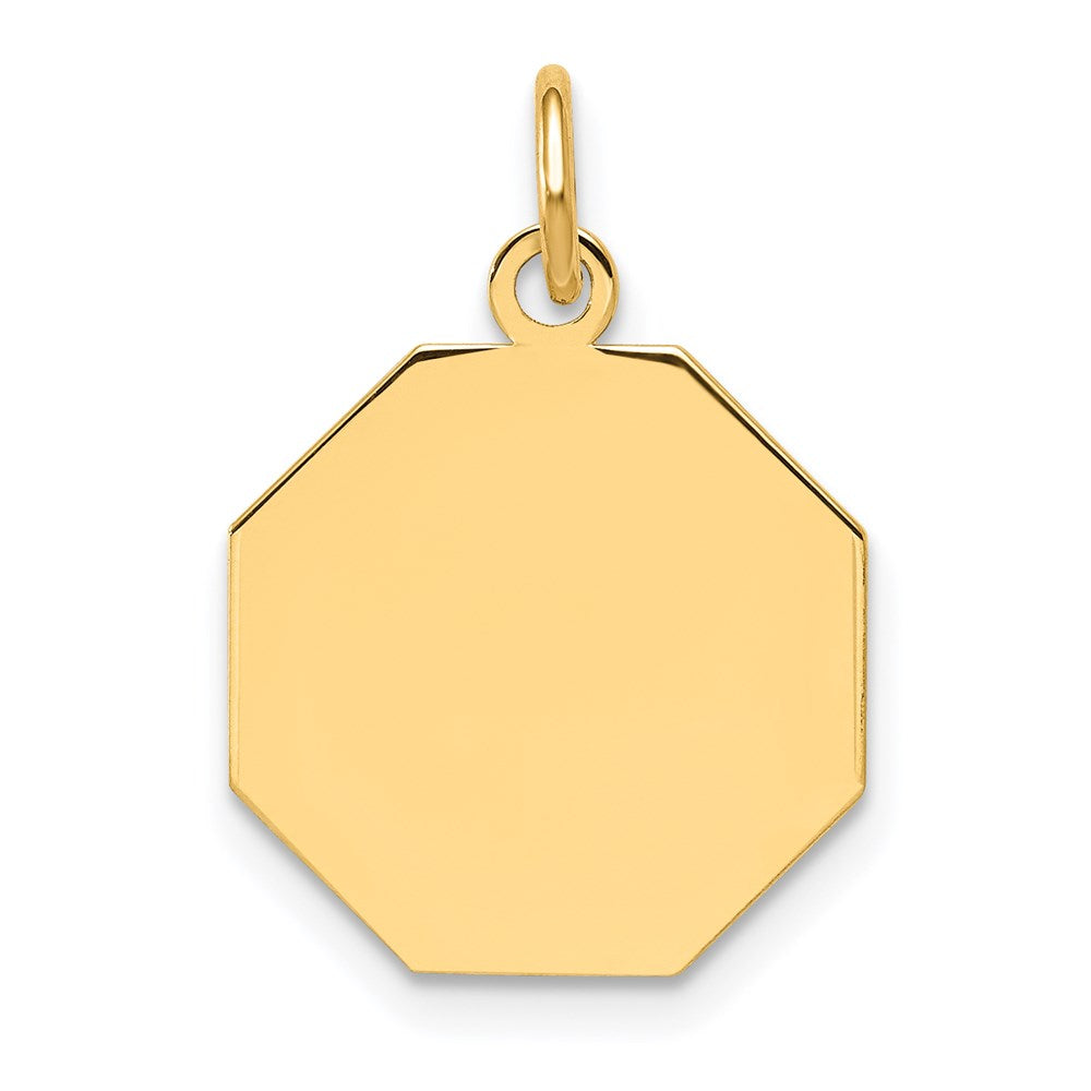 14k Yellow Gold Plain Engravable Octagonal Disc Charm