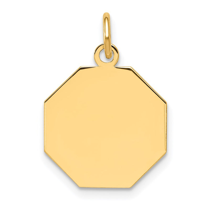 14k Yellow Gold Plain Engravable Octagonal Disc Charm