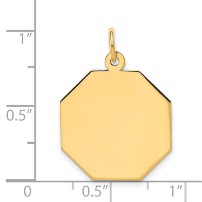 14k Yellow Gold 14k Plain .009 Gauge Engravable Octagonal Disc Charm