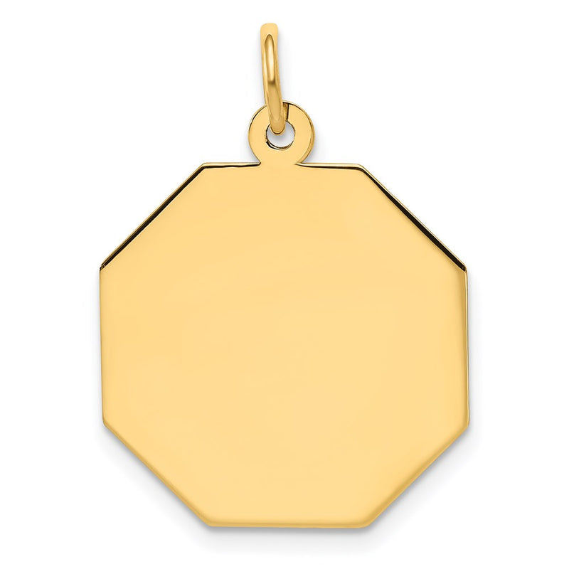 14k Yellow Gold 14k Plain .018 Gauge Engravable Octagonal Disc Charm