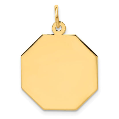 14k Yellow Gold 14k Plain .009 Gauge Engravable Octagonal Disc Charm