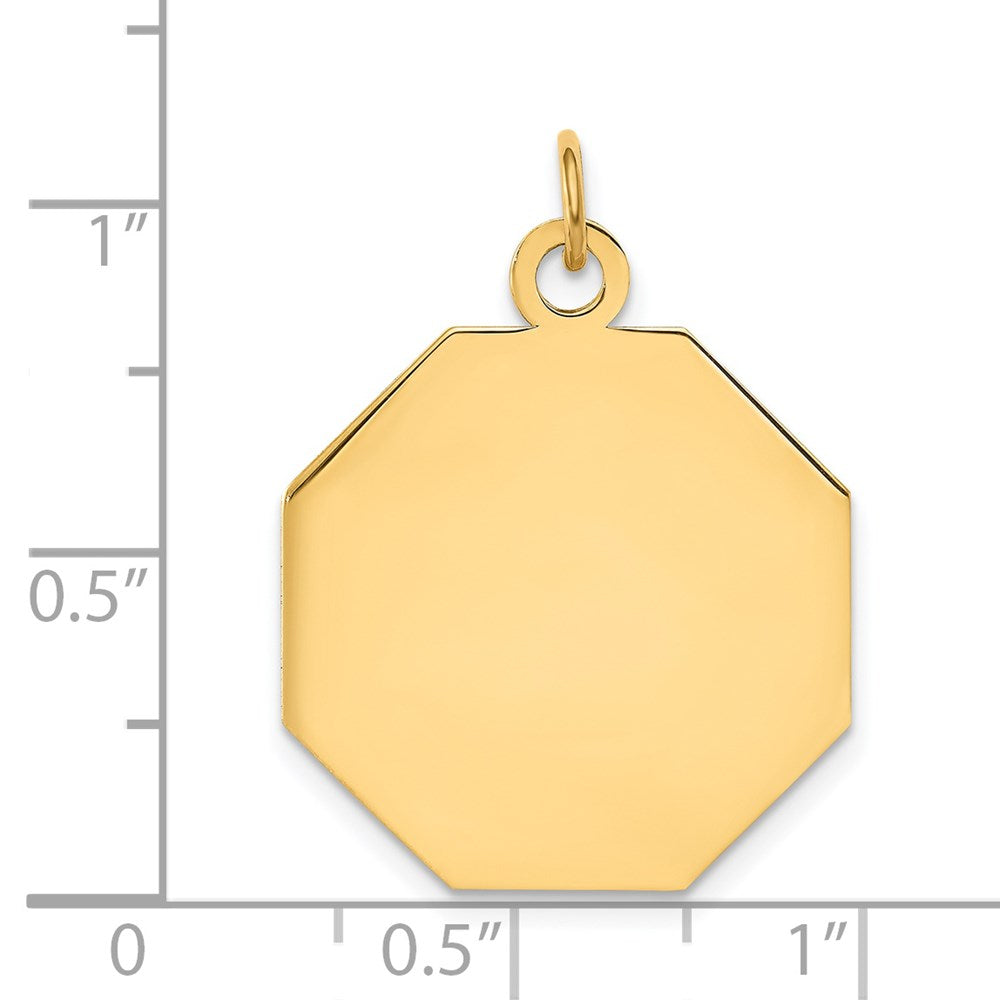 14k Yellow Gold Plain Engravable Octagonal Disc Charm