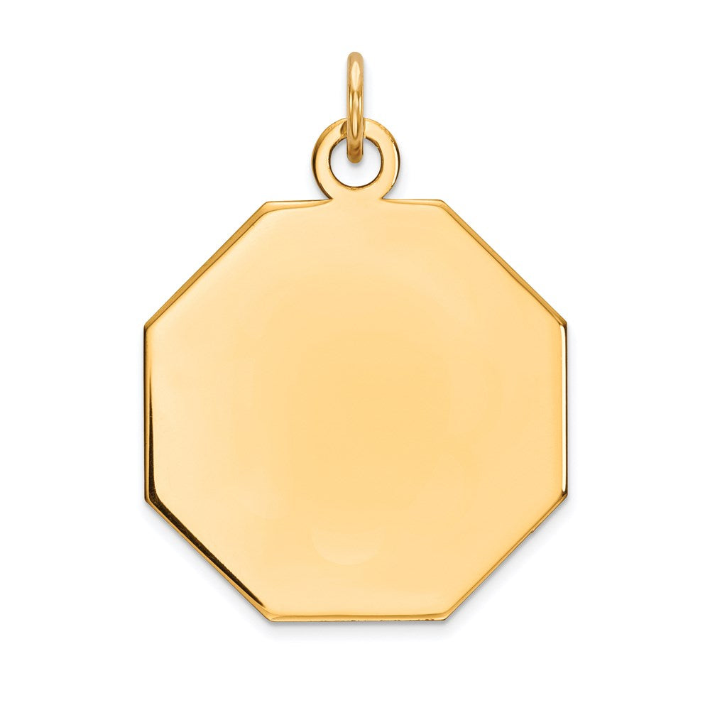 14k Yellow Gold Plain Engravable Octagonal Disc Charm