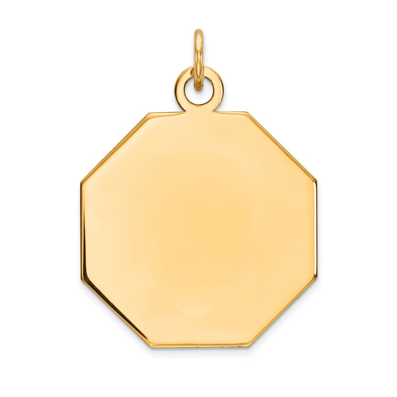 14k Yellow Gold Plain Engravable Octagonal Disc Charm