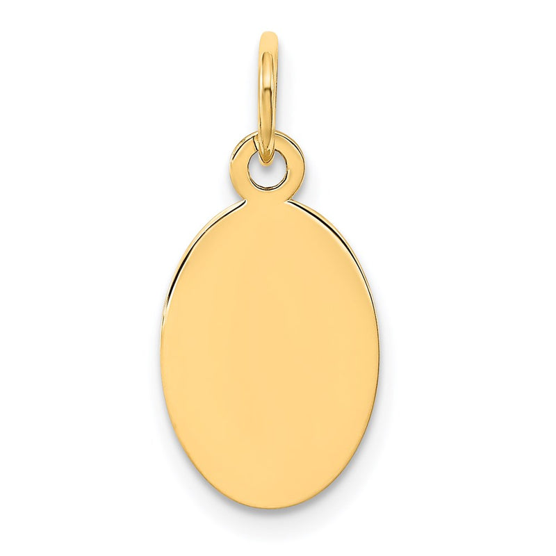 14K Yellow Gold Plain .035 Gauge Engravable Oval Disc Charm