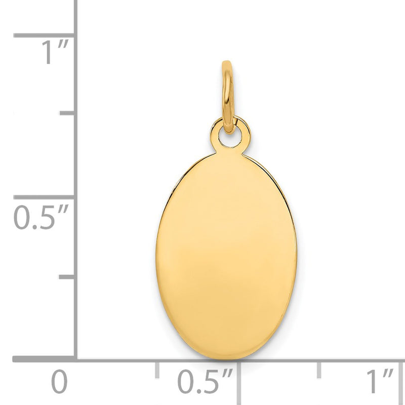 14k Yellow Gold Plain Engravable Oval Disc Charm
