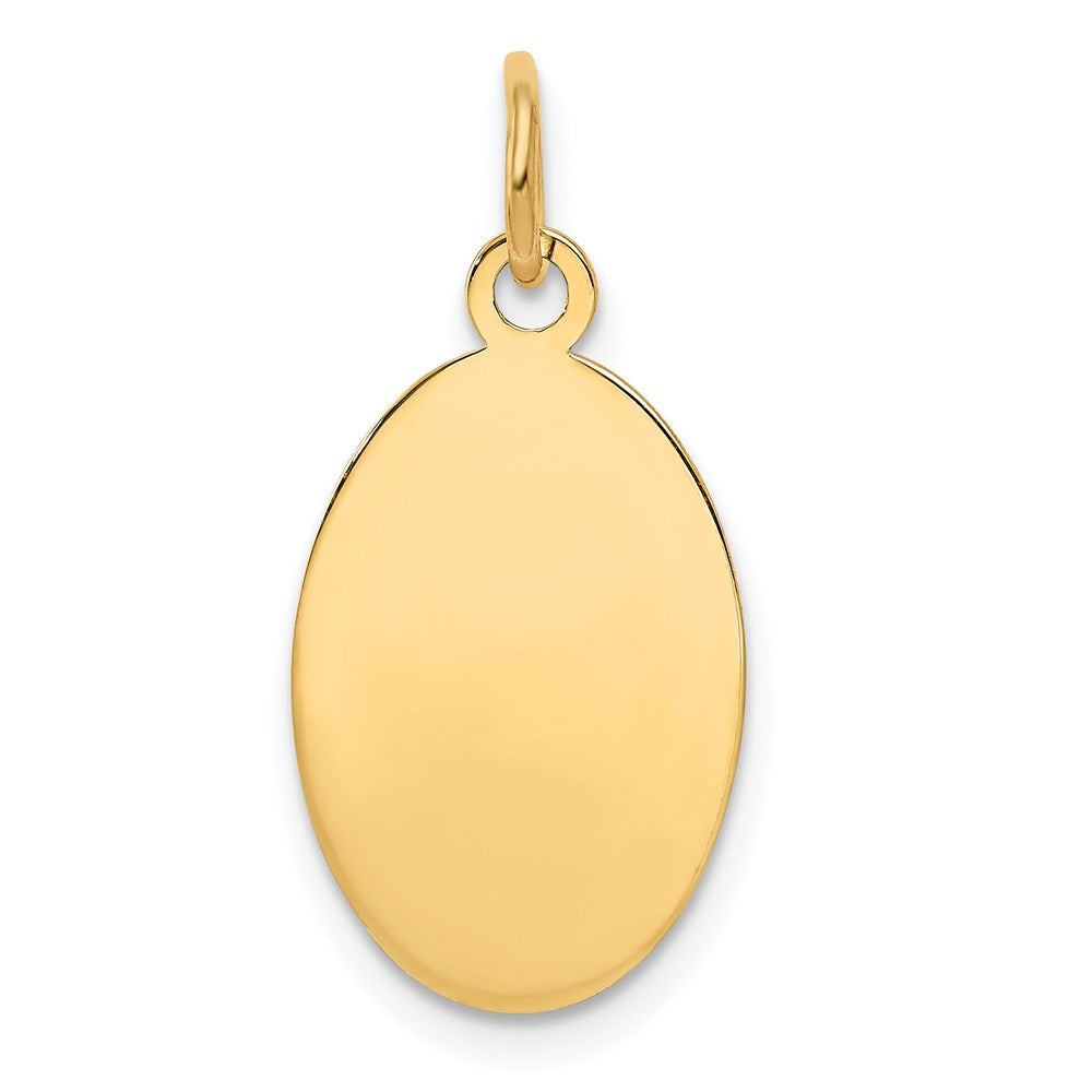 14k Yellow Gold Plain Engravable Oval Disc Charm