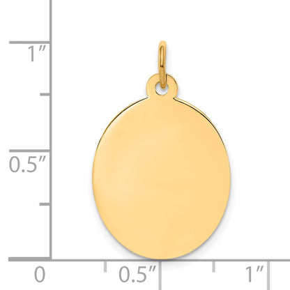 14k Yellow Gold Plain Engravable Oval Disc Charm