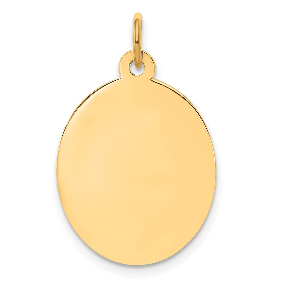14k Yellow Gold Plain Engravable Oval Disc Charm