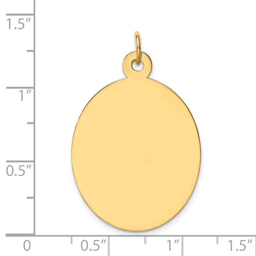 14k Yellow Gold Plain Engravable Oval Disc Charm