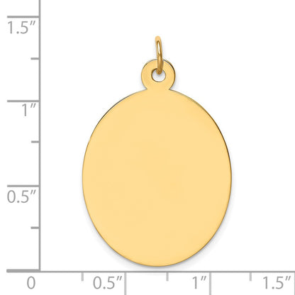 14k Yellow Gold Plain Engravable Oval Disc Charm