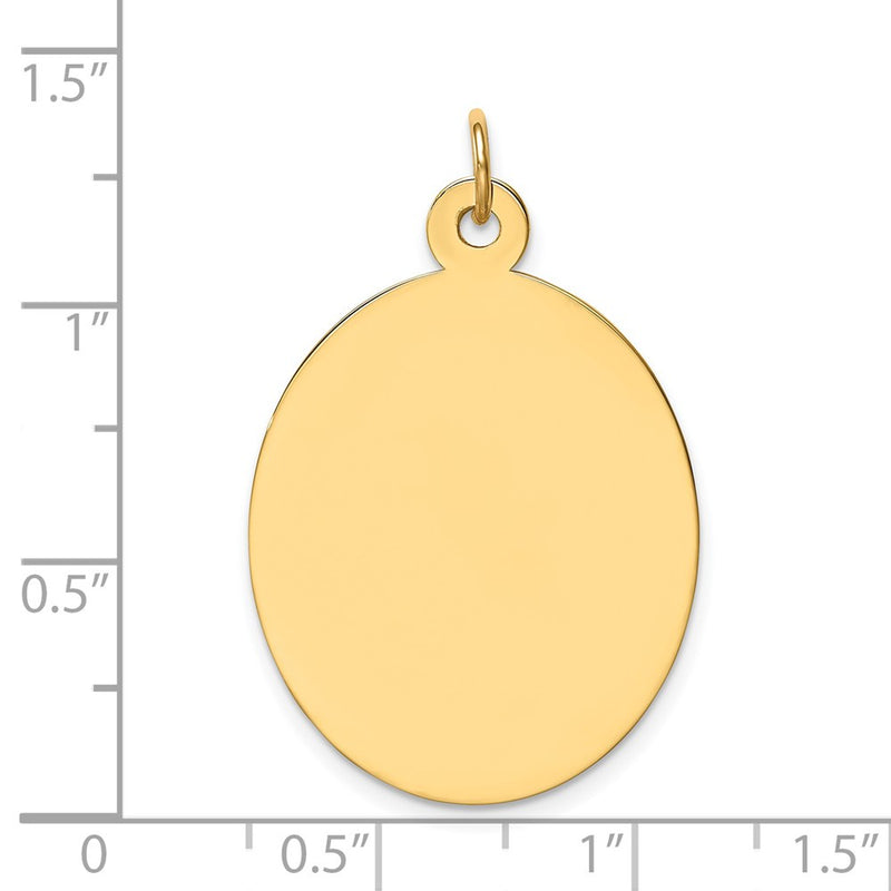 14k Yellow Gold Plain Engravable Oval Disc Charm