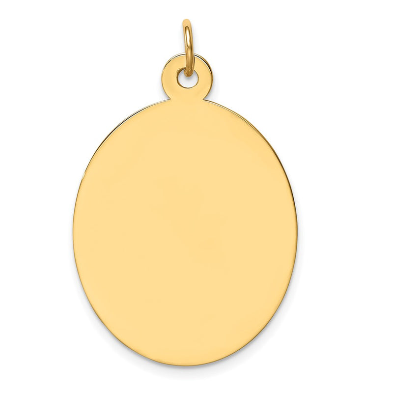 14k Yellow Gold Plain Engravable Oval Disc Charm