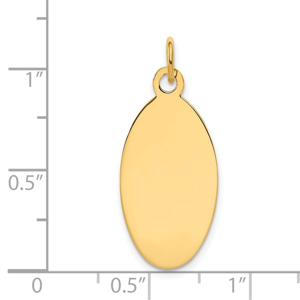 14k Yellow Gold Plain Engravable Elliptical Disc Charm