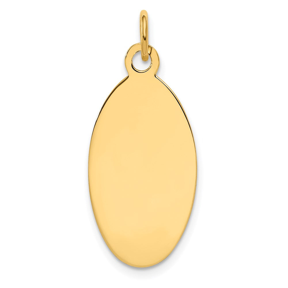 14k Yellow Gold Plain Engravable Elliptical Disc Charm