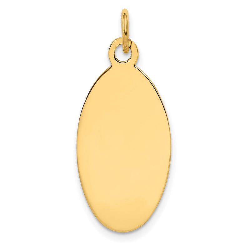 14k Yellow Gold Plain Engravable Elliptical Disc Charm